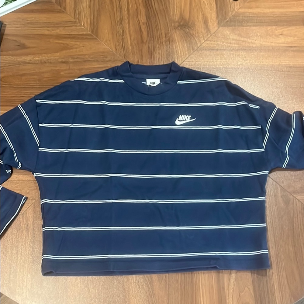 Nike Navy Striped Long Sleeve Shirt